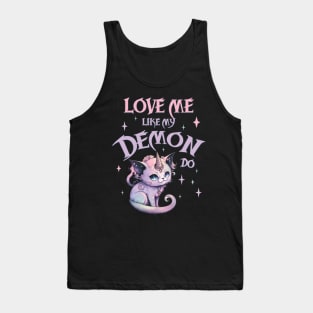 Creepy Cute Kawaii Unicorn Cat Caticorn Pastel Goth Tank Top